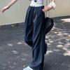 Women's Spring-Summer High-Waist Plaid Wide-Leg Pants - Korean Style Casual Sports