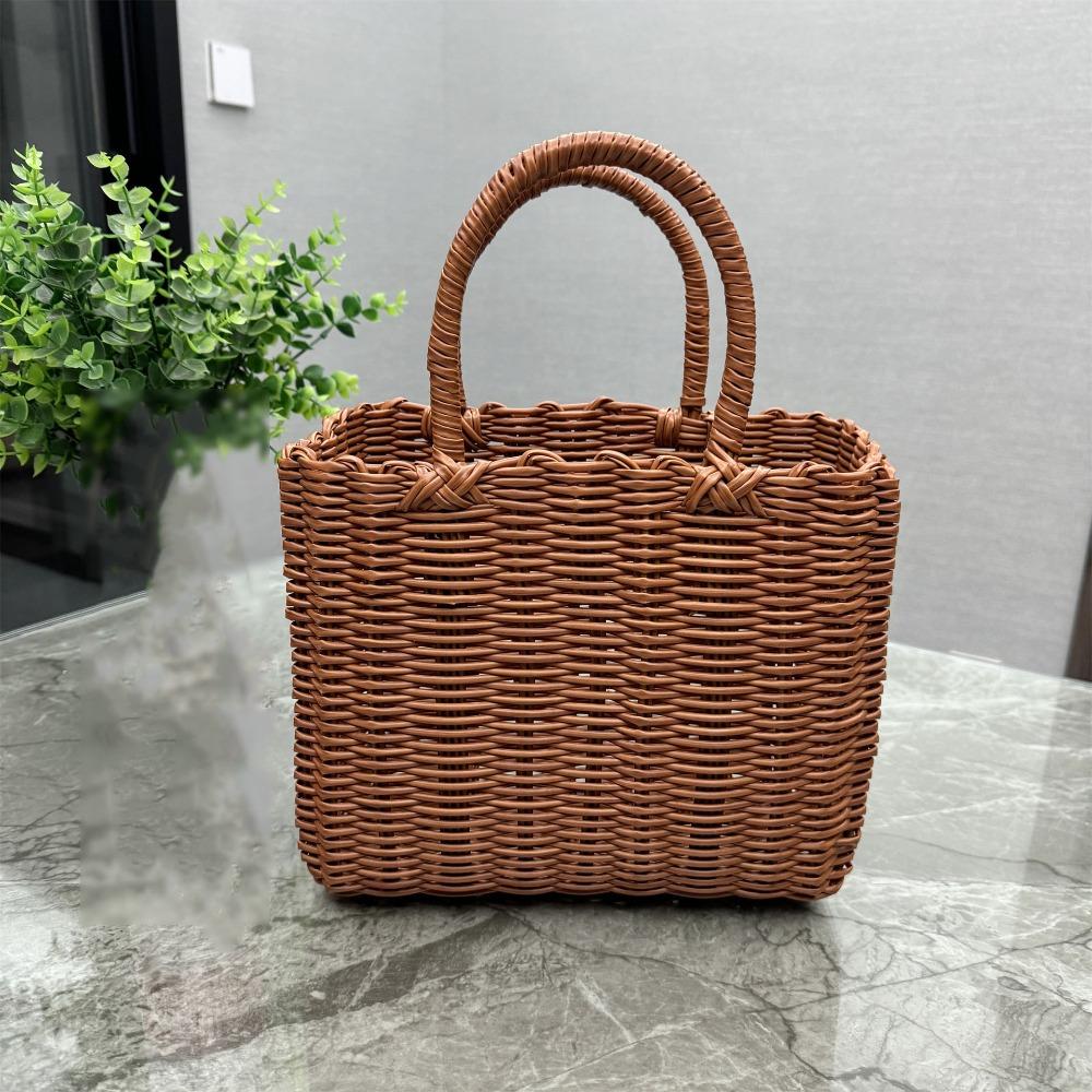 Imitation Rattan Storage Basket Square Woven Handbag Creative Hanging Baskets Flower