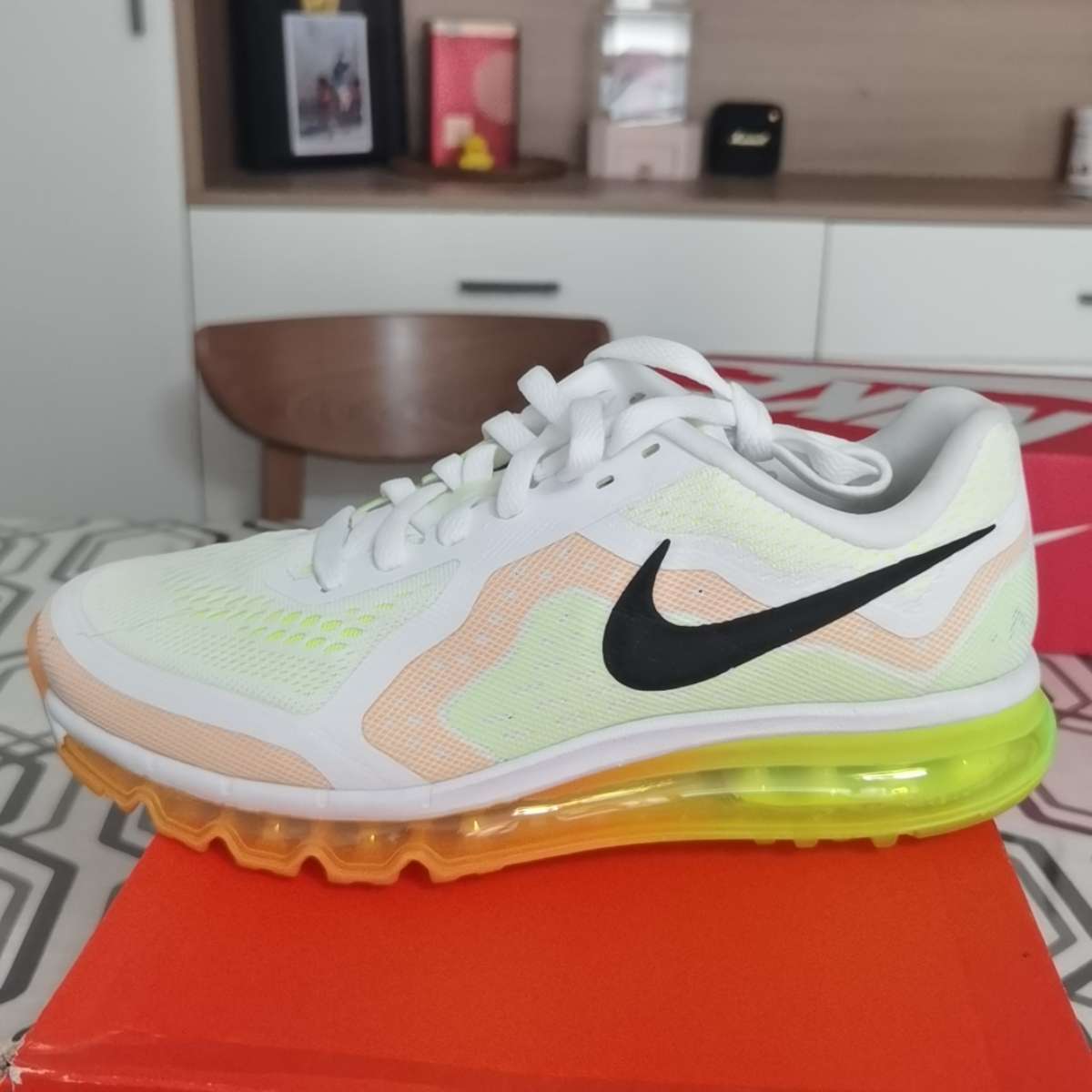 

Nike Air Max 2014 White Atomic Mango Volt Men Sneakers Black 621077-101