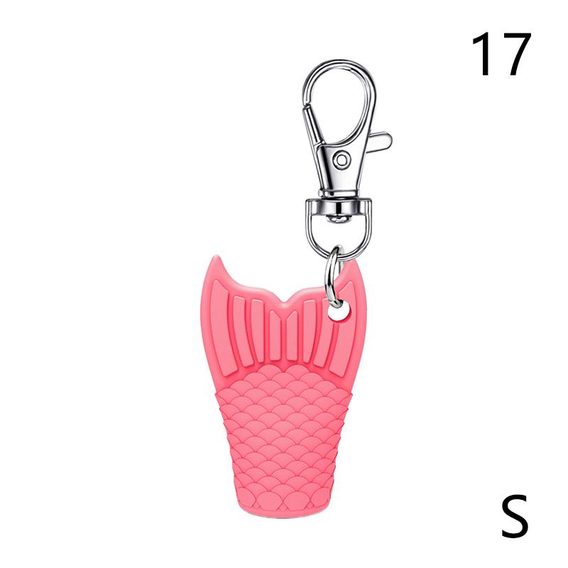 Fishtail Style Silicone Keychain Cap Lip Gloss Accessories Portable Durable Holder Keychain Compatible For Lipstick Storage Cap