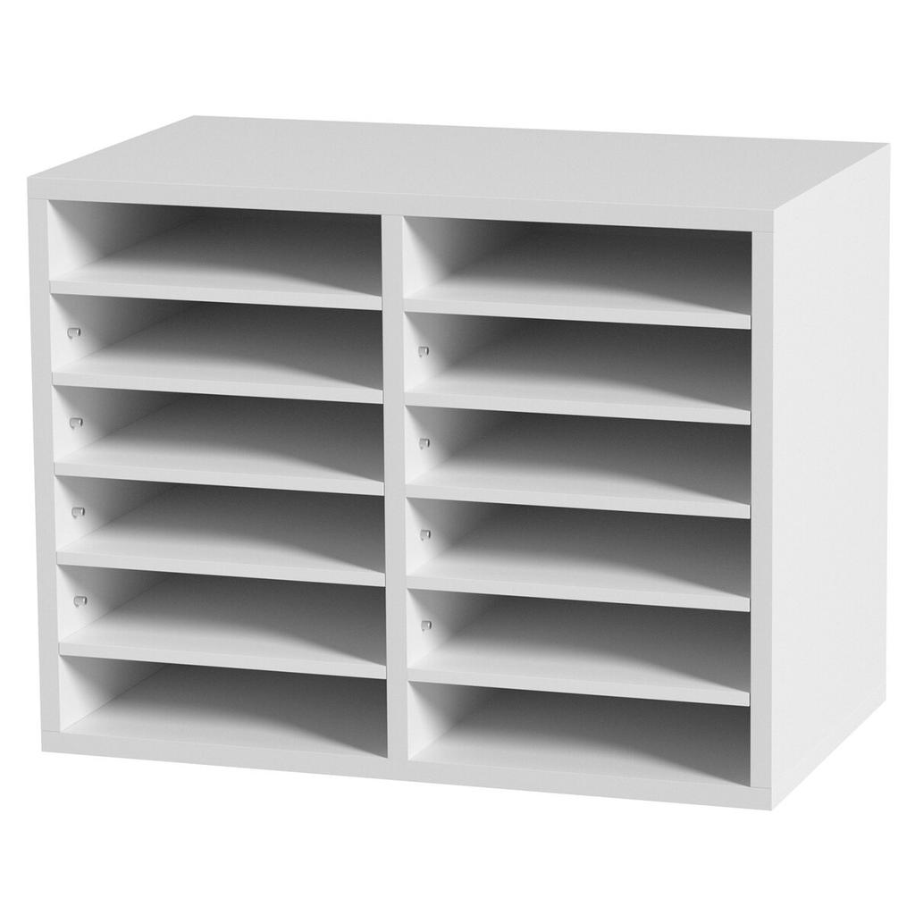 Organizadores de Literatura, Buzón de Oficina de 12 Compartimentos con Estantes Ajustables, Clasificador de Literatura de Madera 20.4x12x16.1 pulgadas para Oficina, Hogar, Aula,