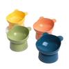 Pet Cat Bowl with Slanted Mouth and Anti-Overturn Design, High Foot, Elephant Leg Neck Protection, Cute Plastic, Four Colors.