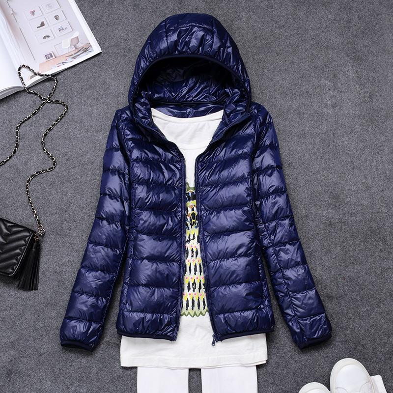 Light down jacket women's short new thin hooded portable large size jacket winter fashion