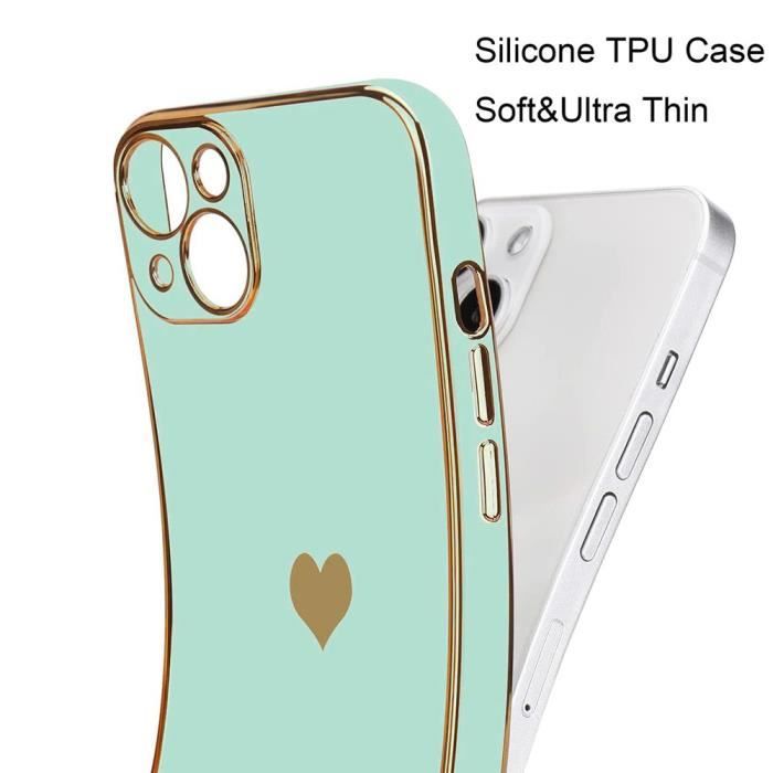 Coque de Protection - PROSHOP - iPhone 13 - Turquoise - Souple - Motif Coeur
