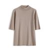 Women Korean Solid Color Mock Neck Knit Sweater Half‑Sleeve Slim Fit Pullover Base Layer Top Spring Autumn 2024