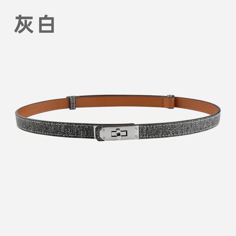 Leather Lock Adjustable Belt Women'S Premium Cowhide Waist Seal With Dress Decorative Belt