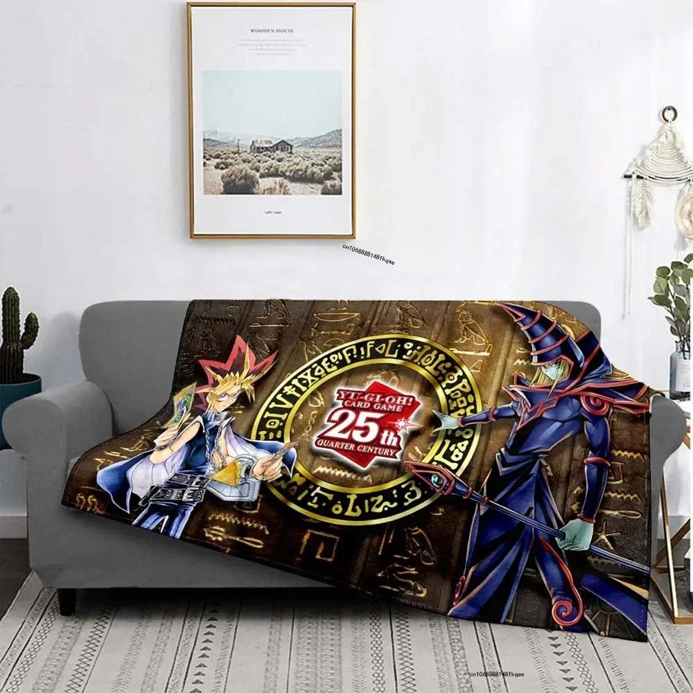 Anime Yu Gi Oh Card Yugioh Throw Blanket Blue Eyes White Dragon Anime Cartoon Soft Plush Blanket Bedroom Bedspread Home Decor