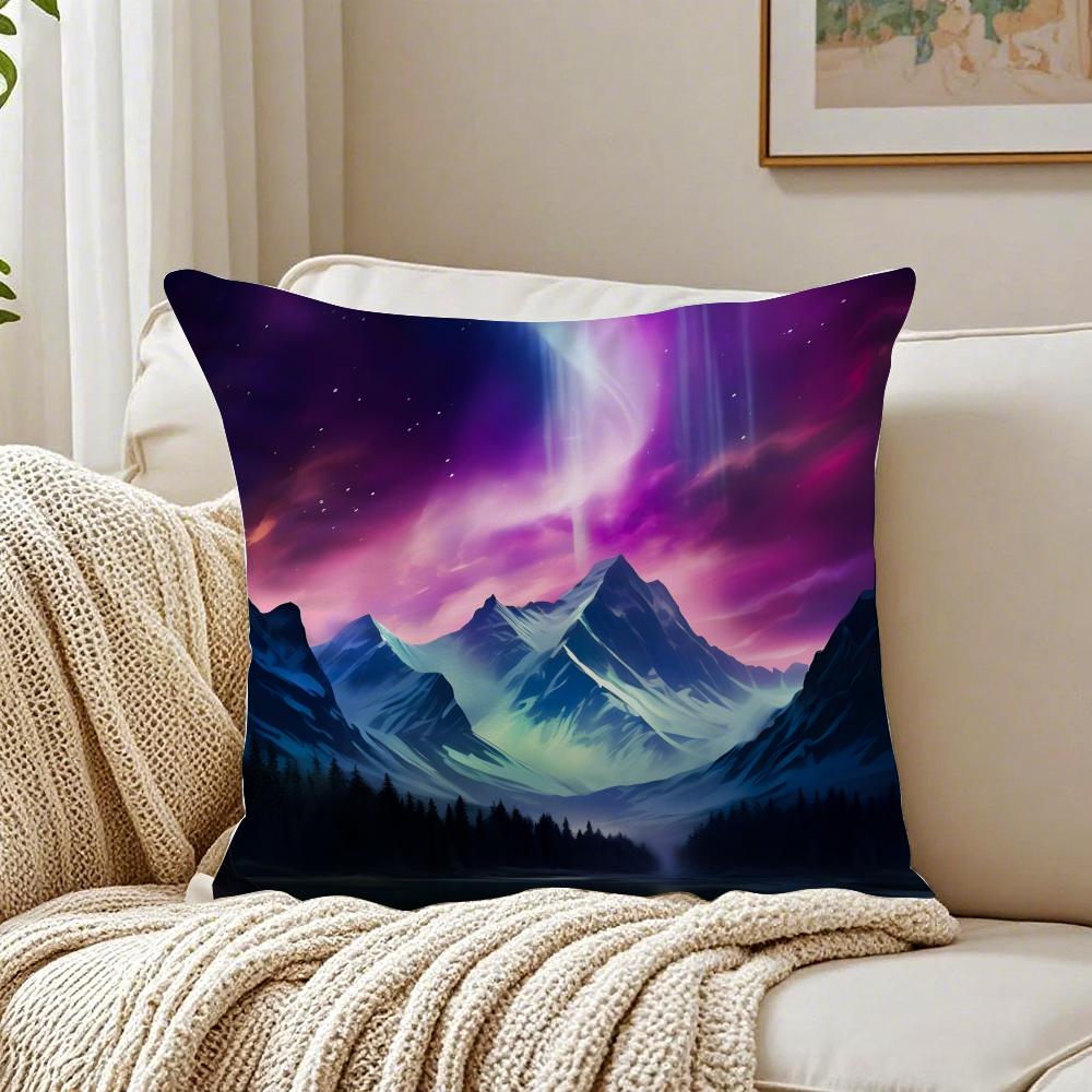 Reathtaking Natural Scenery Art Winter Aurora Cushion Cover Pillowcase Antidustmite living Room Sofa Decor Cushion Room