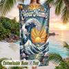 Ocean Waves Sun Theme Quick Dry Beach Towel Custom Name Text Print Large Sand Resistant Towel Beach Vacation
