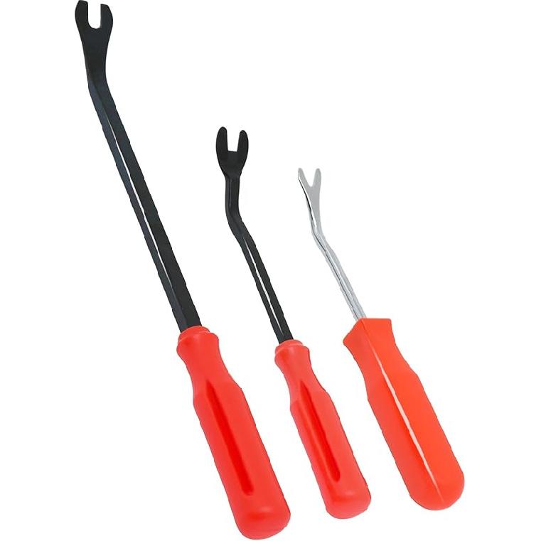 3Pcs Auto Fastener Remover Trim Rivet Removal Tool Kit For Car Door Panel Dashboard (Red)