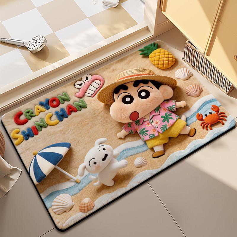 Cute Crayon Shin-chan Diatom Mud Bathroom Floor Mat Shower Quick-drying Non-Slip Dirt-Resistant Cooling Foot Mat
