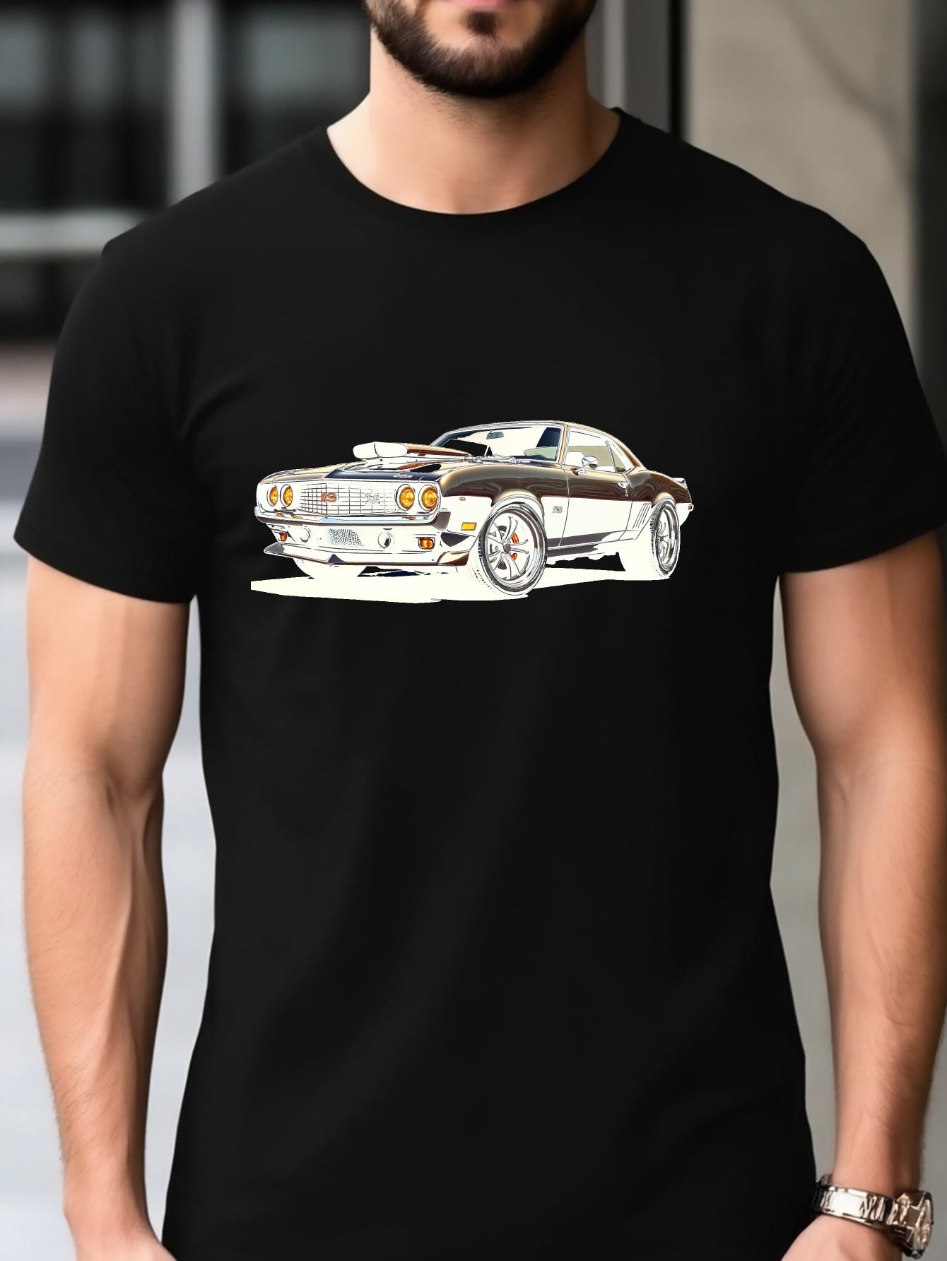 Retro Sports T-shirt - Black Muscle Car Graphic M