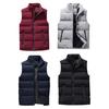 Autumn Winter Men Vest Cotton Padded Thick Solid Color Stand Collar Zipper Windproof Jacket Streetwear