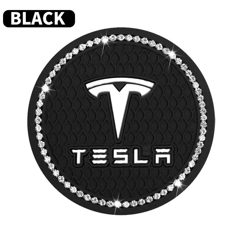 Autocollant de Voiture Tesla 2 Pièces Sous-verres de Voiture Emplacements pour Tasses d'Eau Tapis Antidérapant Étanche Tapis pour Tasse d'Eau Porte-boisson Pour Tesla Modèle Y Modèle S Mo