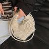 Luxury Pearl Beading Woven Handmade Hobo Bag Fashion Women Handbag Evening Bag Wedding Party Shoulder Crossbody Bag
