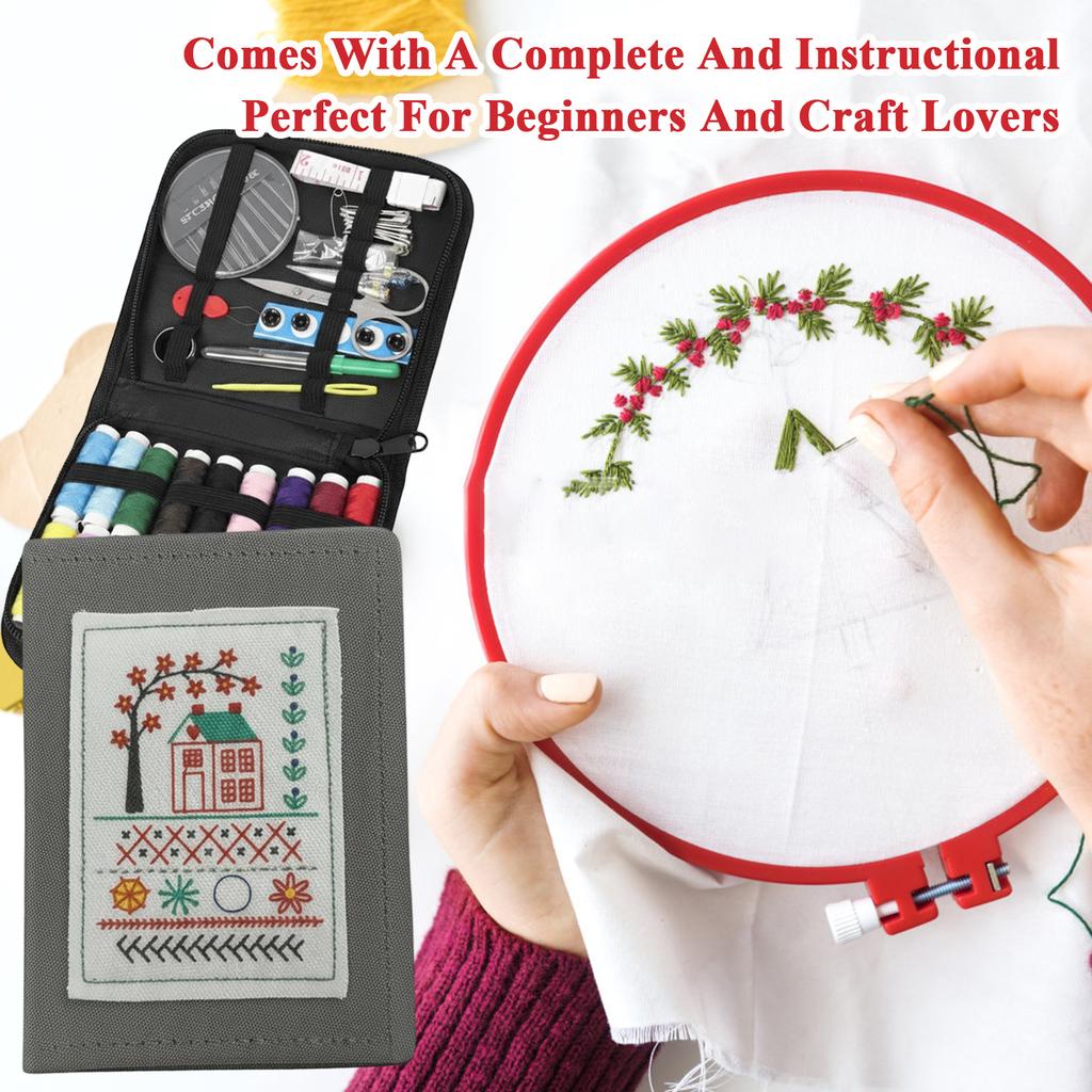 Embroidery Book Kit, Portable All Scenario Embroidery Book, Comes With A Complete And Instructional, Perfect For Beginners And Craft Lovers