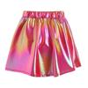 Girls Metallic Shiny Dance Skirt Elastic Waist A Line Miniskirt for Cheerleading Stage Performance