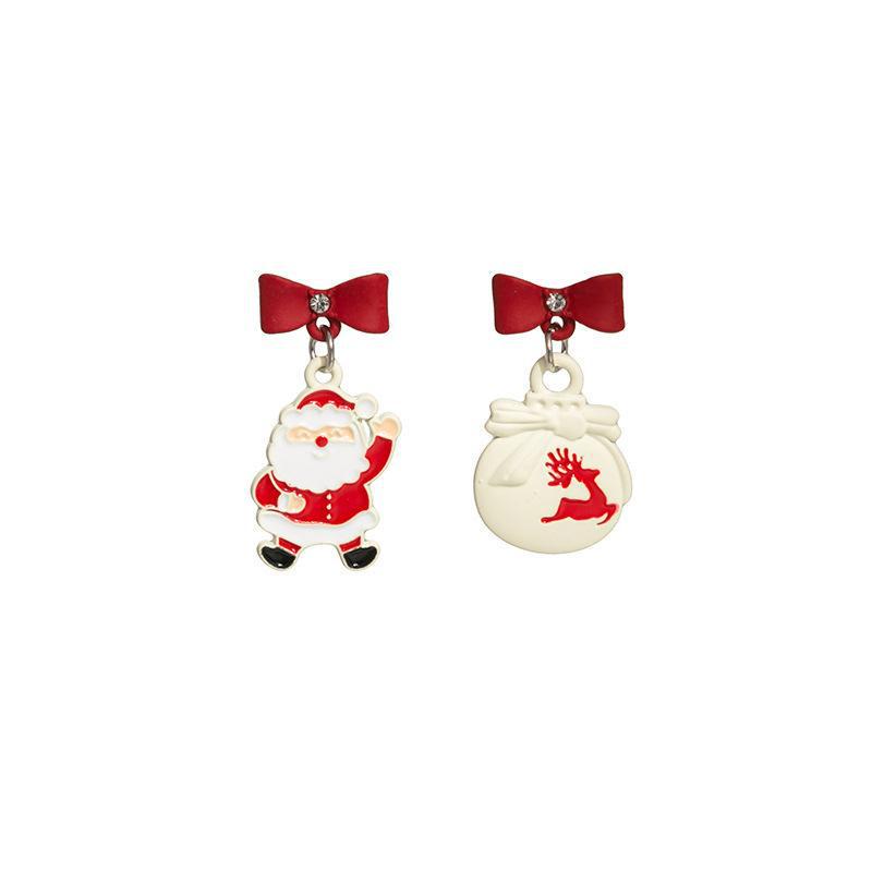 Silver Needle Christmas Stud Earrings: Festive Tree & Snowman Holiday Collection