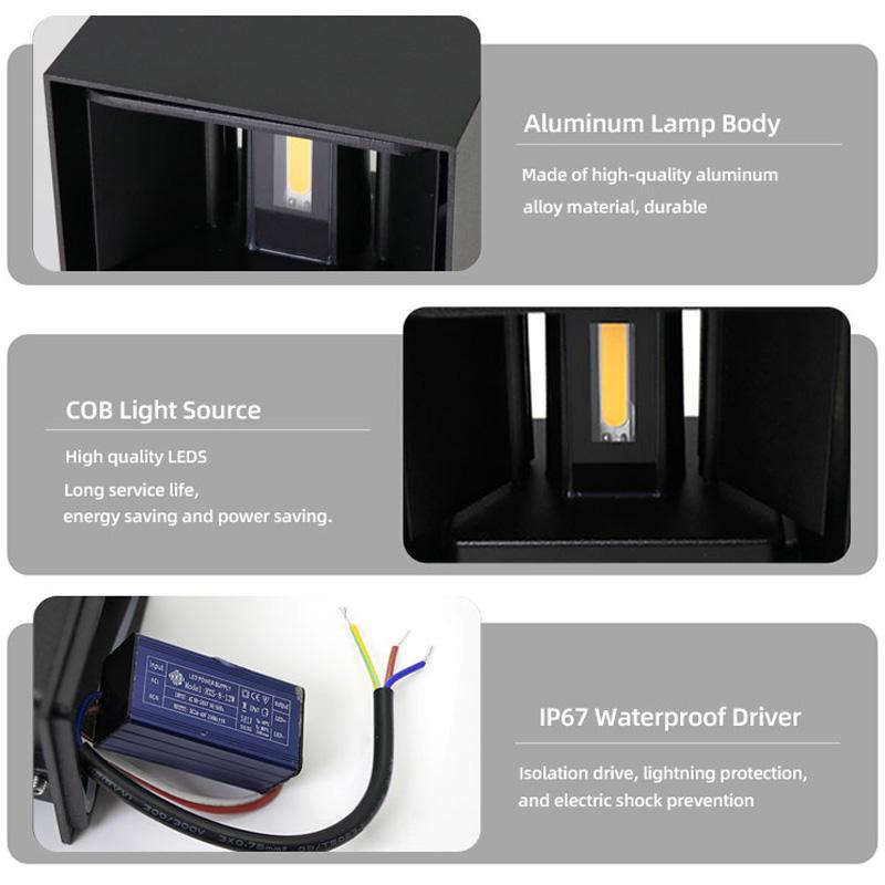 Aluminum LED Outdoor Wall Light Waterproof IP65 Garden Lights 6W 12W Interior Wall Lamps for Bedroom Living Room Stairs Lighting