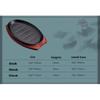 Oval Cast Iron Pan, Flat Frying Pan with Wooden Floor Pan, Grill Pan, Serving Tray, Multifunctional Oven Tray for Grilling Meat, Pancakes and Ribs