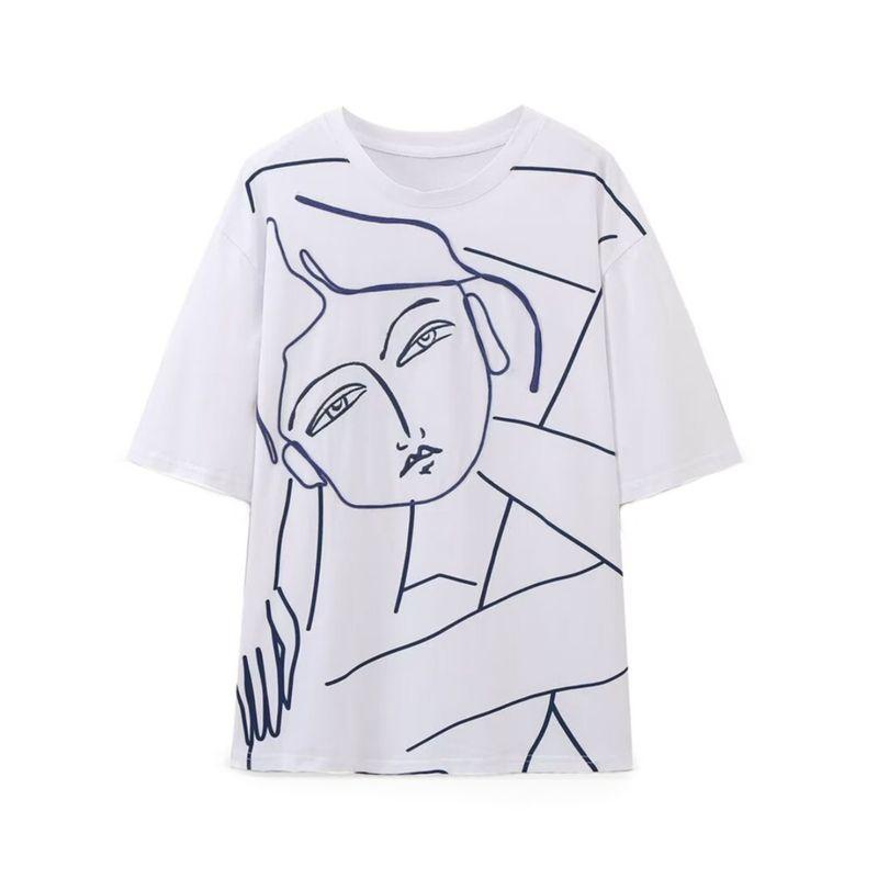 Kaslead New Arrival Women's Fashion Style Fashion Casual Minimalist Easiest for Match Printing Color Contrast T-shirt 1165236