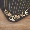 Nidin Light Luxury Trendy Crown Shape Shiny Zircon Charm Pendant Necklace 6 Styles For Women Girl Lucky Jewelry Delicate Gifts