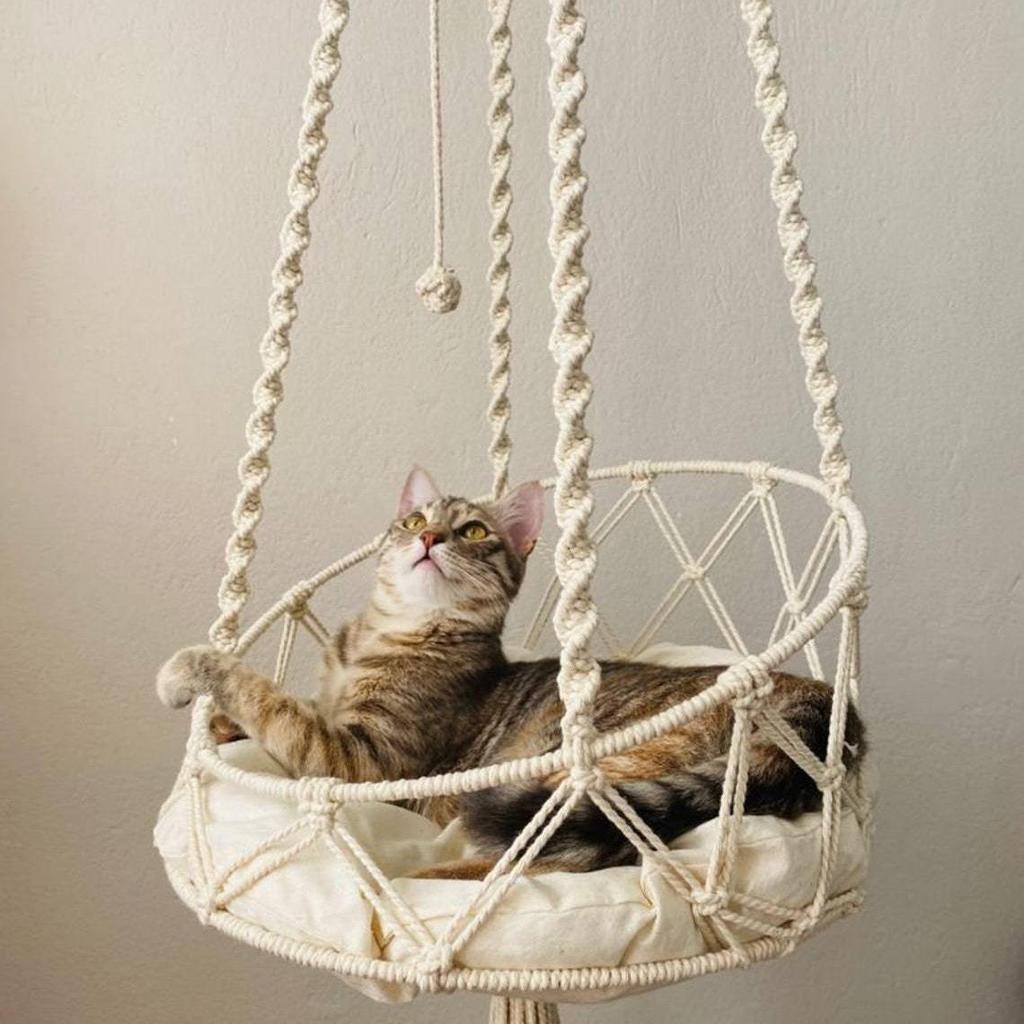 Handmade Bohemian Woven Cat Hammock Bed