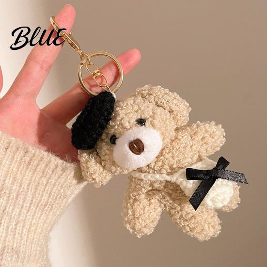 Fashionable Bear Charm Plush Keychain, Cute Puppy Bag with Portable Decoration Crocheted Accessories, Stuffed Animal Pendant for Women Girls Backpack