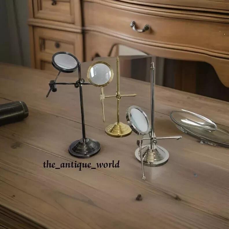 Antique Brass Magnifying Lot Of 3 Nautical Fully With Stand Brass Gift