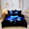 3pcs Black Beding Set Blue Rose Printed Cozy Soft Duvet Cover Set King Quen Twin Single Sized Dimensions Birthday Gift Adult People Bedrom Decoration