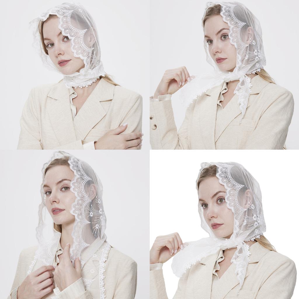 Voal Mantilă Dantelă Vintage Eșarfă de Cap Biserică pentru Mireasă Catolică Voal Eșarfă de Cap Catolică Articole de Acoperământ Vacanță la Plajă Bandane