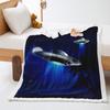 Spaceship 2D digital printing thickened lamb wool crystal fleece blanket one piece