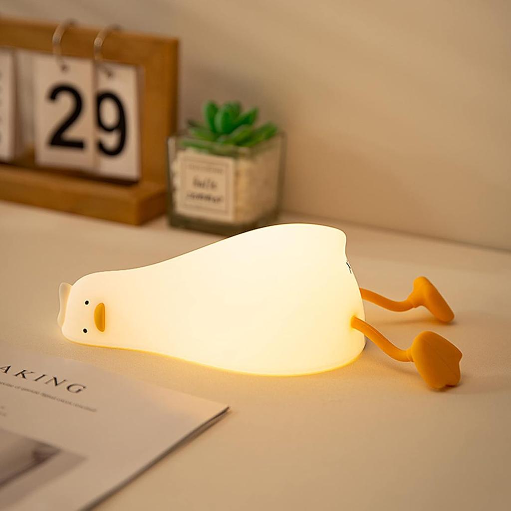 LED Lying Flat Duck Night Light, 3 Level Dimmable Nursery Nightlight,Cute Lamps Silicone Squishy Light Up Duck,Home Room Decor