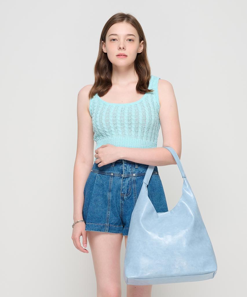 Roidesrois Leather Shoulder Hobo Bag (Sky Blue)