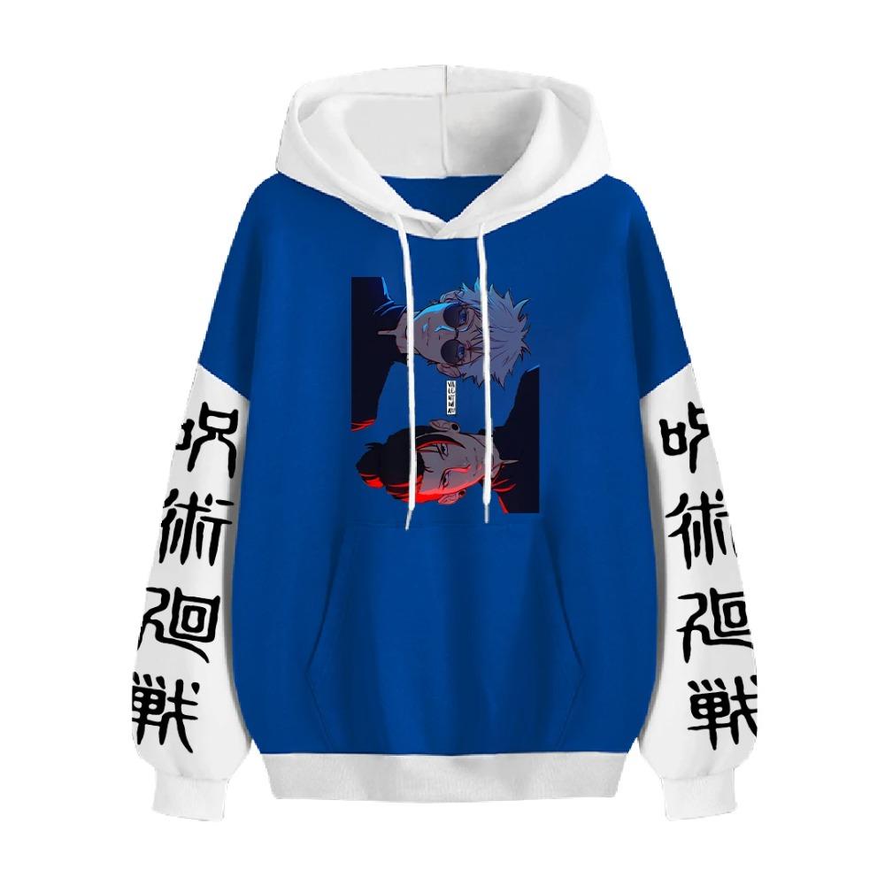 Gojo Satoru Jujutsu Kaisen Anime Hoodie Geto Suguru Printed Sweatshirt For Men Patchwork Streetwear Long Sleeve Fleece Clothing