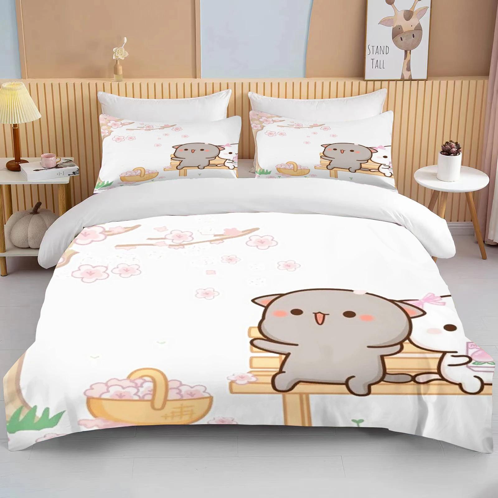 

Microfiber Or Polyester Duvet Cover Set Bubu Dudu Cartoon Cute Bear Kawaii Christmas Gift King Twin Double Child Bedding Set US King 228X264cm&Sham