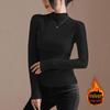Women's Slim Fit Pleated Long-Sleeve German Velvet Turtleneck Top for Autumn/Winter