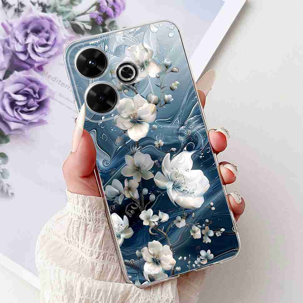 For Xiaomi Redmi 13 4G Case Fashion Girl Flower Silicone Soft TPU Shockproof Cover Coque For Redmi13 redemi13 Bumper Phone Case
