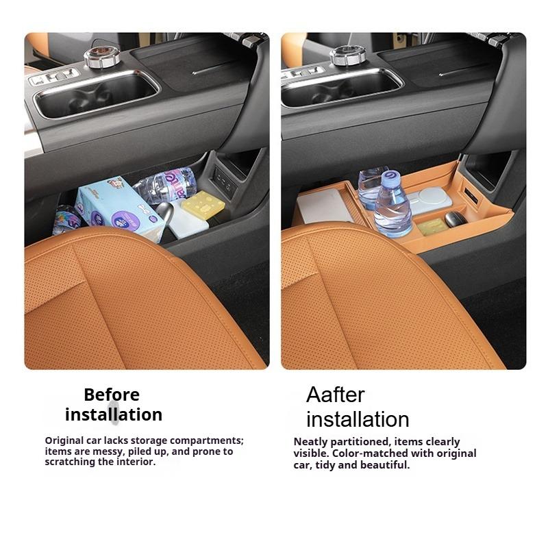 For Chery iCAUR V27 Car Center Console Armrest Box Lower Layer TPE Double-layer Tiered Storage Box Interior Storage Accessories