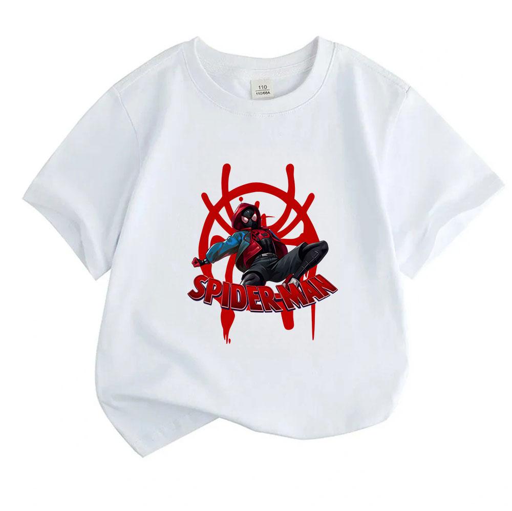 Kids Boys Girls Crew Neck Short Sleeve 100% Cotton T-Shirt, Cool Spider Hero Character Print Casual Loose Soft Tee Top for Daily Wear Outdoors Activit