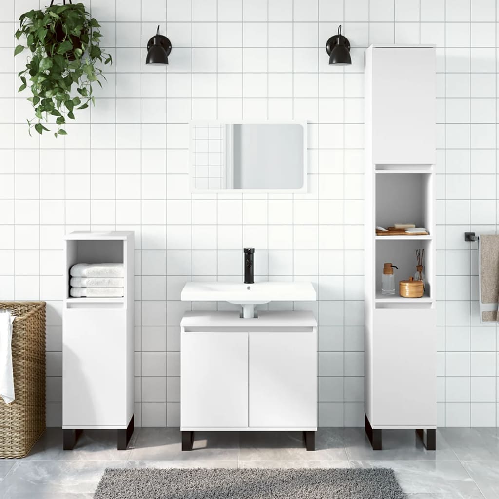 Bathroom Cabinet White 30x30x190 Cm Particleboard