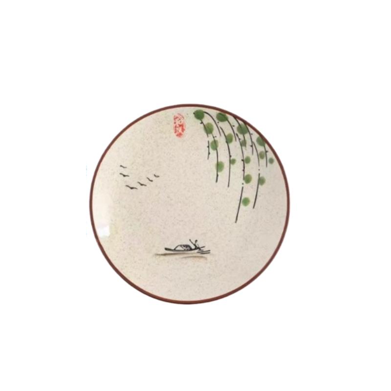 

1 шт. Керамическая тарелка Ретро Японская тарелка для суши Бытовая посуда Маленькая десертная тарелка для торта Десерт Художественный смысл 15.2CM