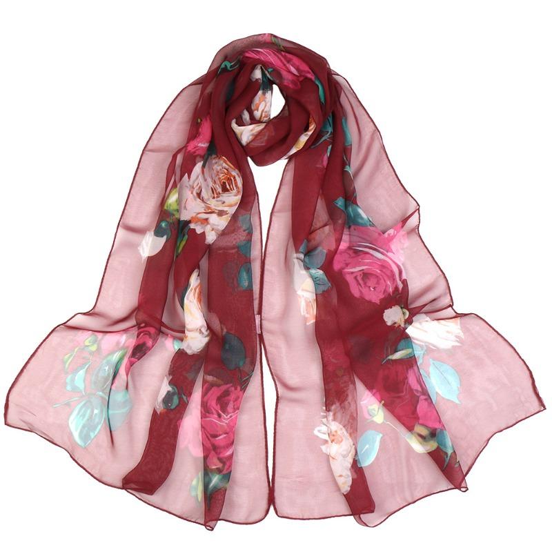 

Летний лотос солнцезащитный жоржет шелковый шарф приморский пляжный шарф пруд с лотосами лунный свет тонкий шарф тень 160*50cm