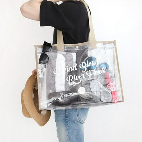 Transparent PVC Waterproof Shoulder Bag: Stylish Beach and Travel Pouch for Clothing