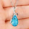 Colier pandantiv elegant Huitan pentru femei Accesorii proaspete pentru nuntă și aniversare Cubic Zirconia albastru strălucitor incrustat Bijuterii trendy zilnice