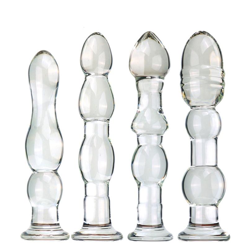 VaHppy Glass anal plugs Thin and long Deep Anal pulling beads Unisex Gay Sex Toys Dildo Masturbators SM