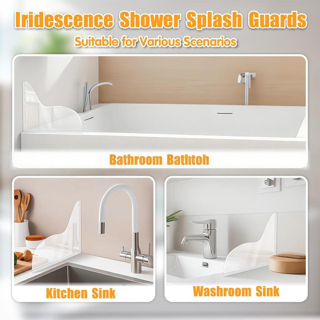 Shower Guard Kit Waterproof Easy Installation, Large Guards For Bathtub Self-Adhesive Shower Corner Guards To Keep Water In Shower Or Bath