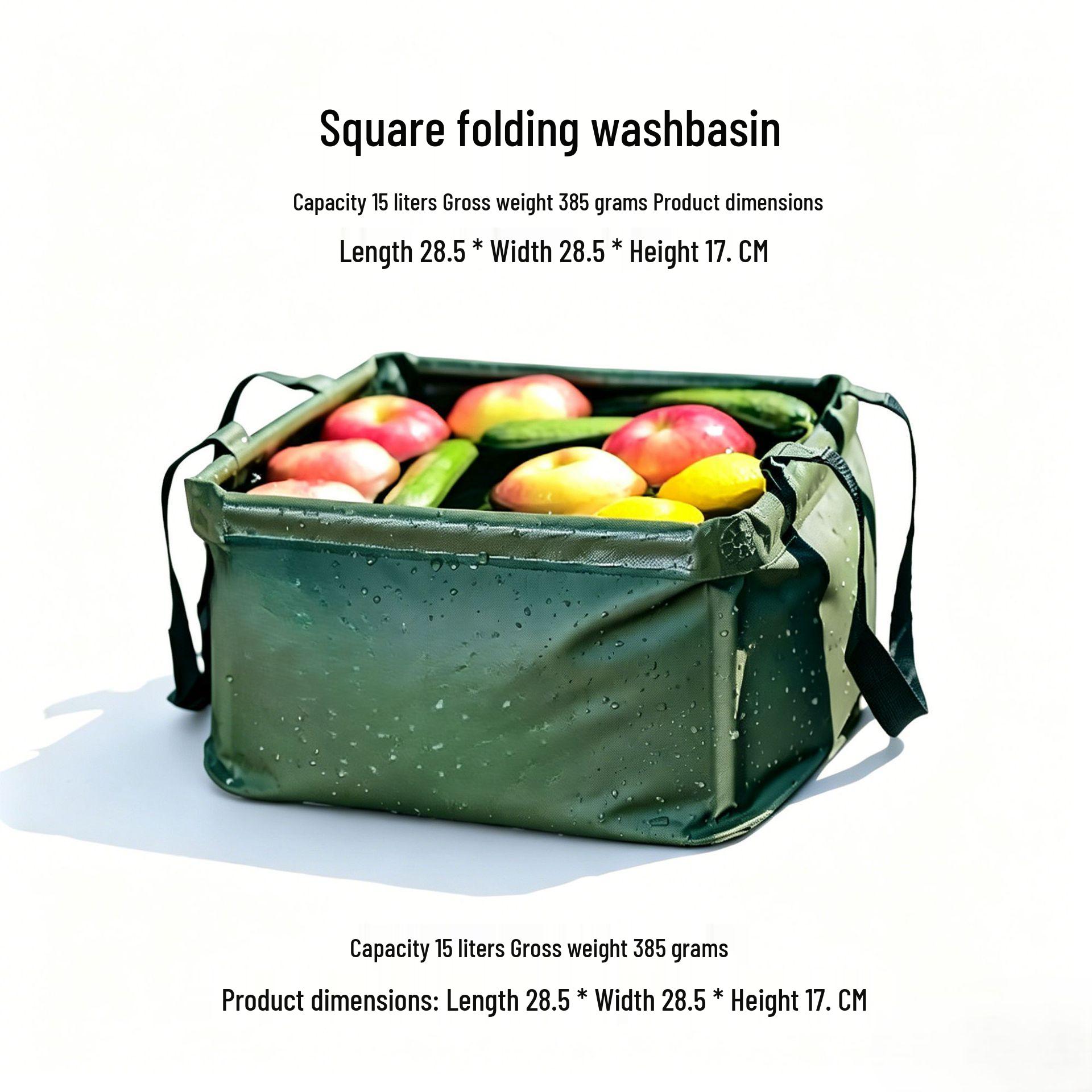 Outdoor Folding Water Basin & Bucket for Camping, Fishing, Car Wash - Customizable Capacity 15L армия зеленый