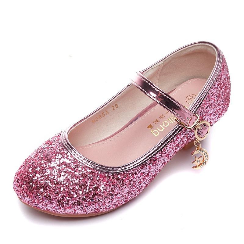 Children's High Heels Fashion Spring Autumn Girls' Single Shoes Little Girls gold silver Non-Slip Shoes Host Performance Shoes