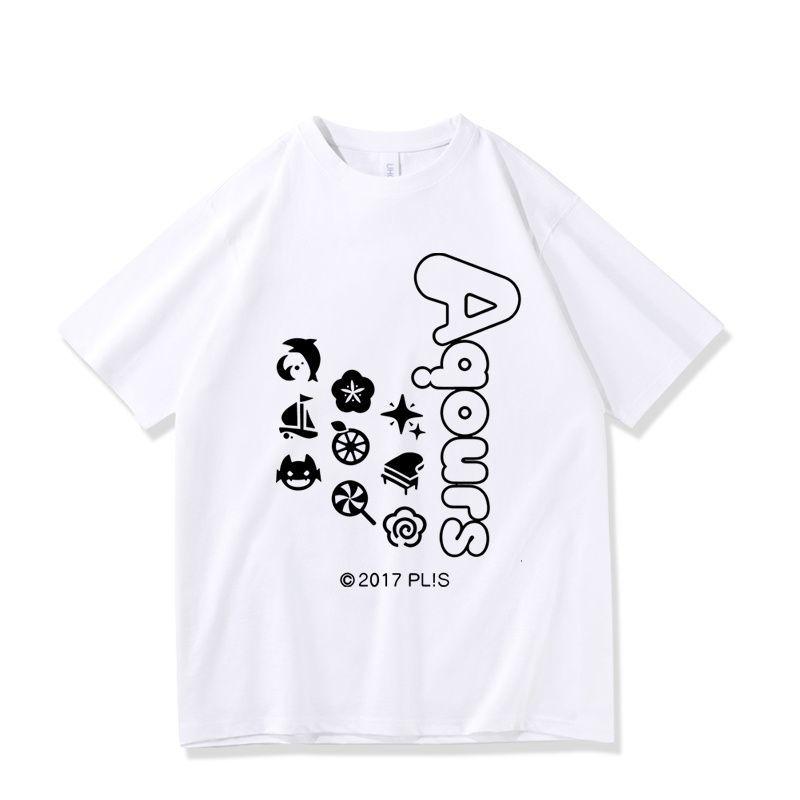 

Anime LoveLive Sunshine Aqours Series Print Tshirt Cotton Summer Tops for Unisex Women Short Sleeve Tee Daily T Shirt S